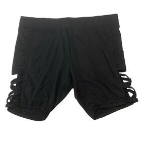 Cross Cut Out Detail Plus Size Biker Shorts